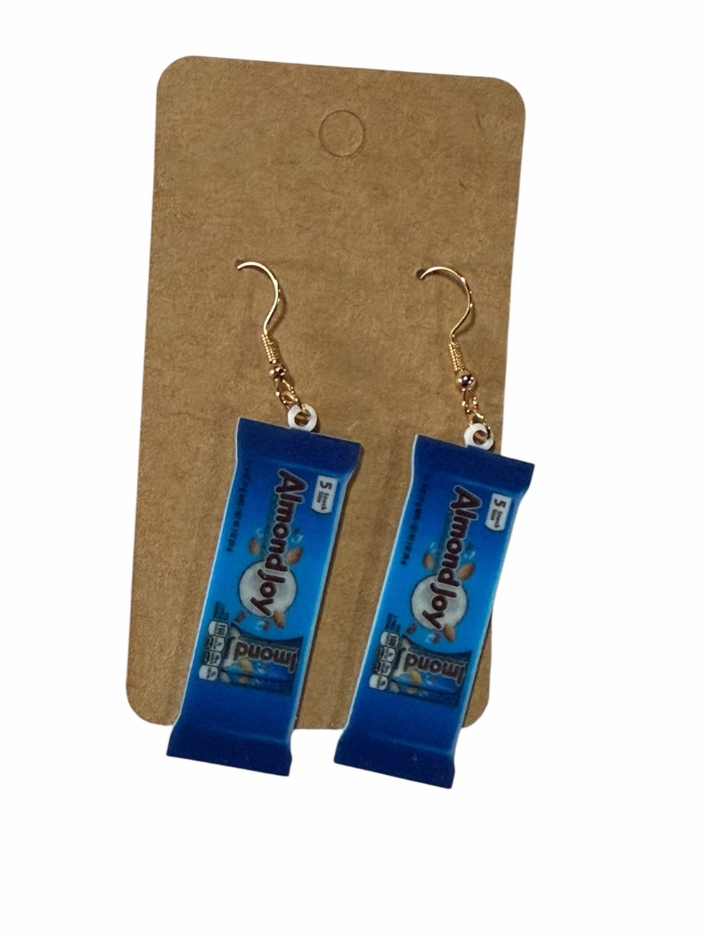 Blue Candy Bar Dangle Earrings - Fun Novelty Jewelry